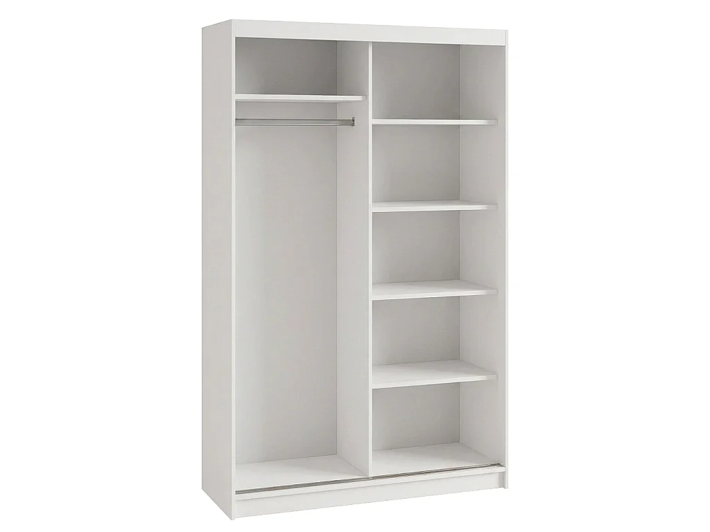 ARMOIRE DONATELLO 120 cm Blanc/Artisan - ARMOIRE Avec Miroir Et Portes Coulissantes