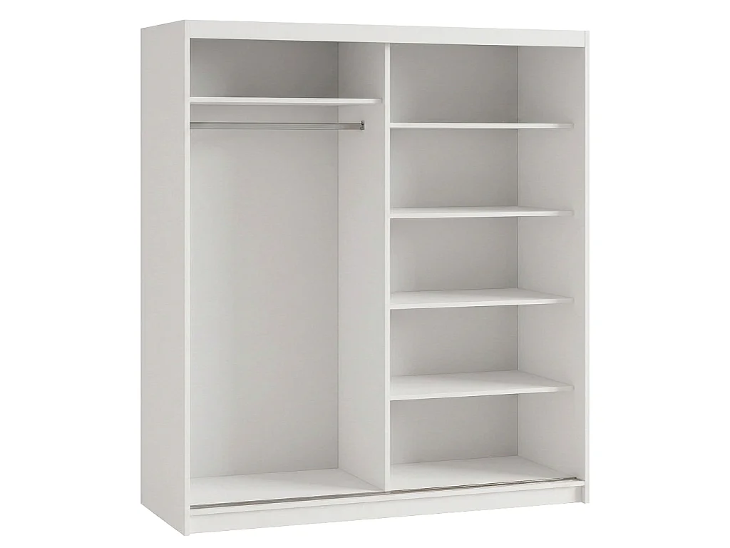 ARMOIRE DONATELLO 180 cm Blanc/Artisan Avec Miroir, Portes Coulissantes Et 2 Modules 2 Tiroirs