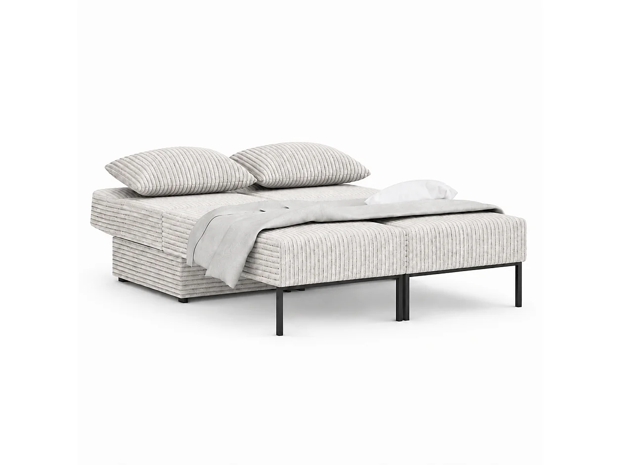 Łóżko sofa narożnik mebel wielofunkcyjny 7w1 TOMI pasy VELO 03 szary