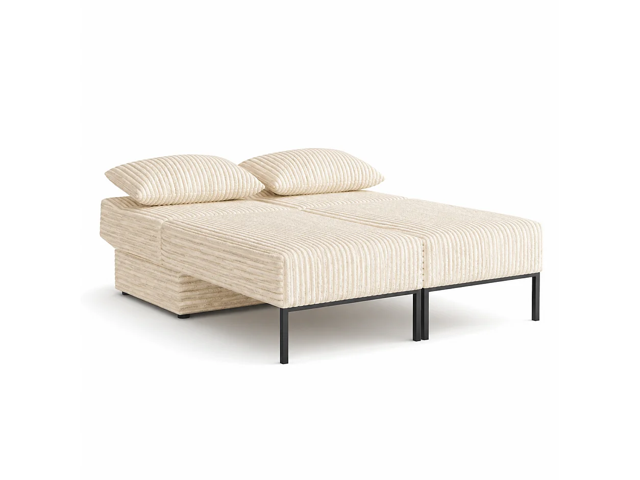 Łóżko sofa narożnik mebel wielofunkcyjny 7w1 TOMI pasy VELO 22 kremowy