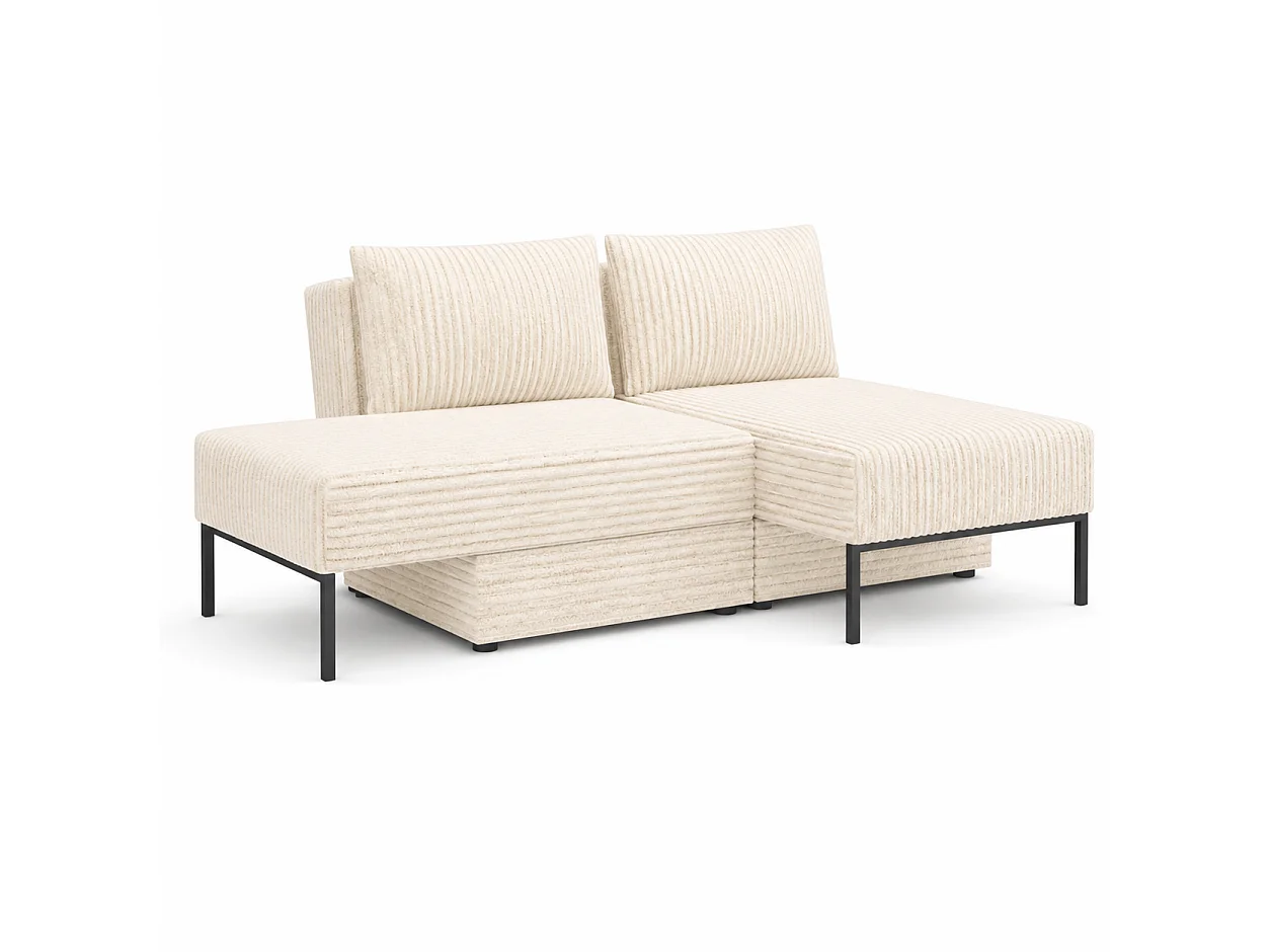 Łóżko sofa narożnik mebel wielofunkcyjny 7w1 TOMI pasy VELO 22 kremowy