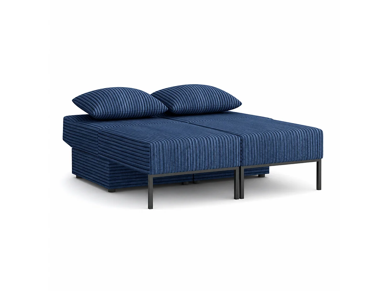 Łóżko sofa narożnik mebel wielofunkcyjny 7w1 TOMI pasy VELO 88 niebieski