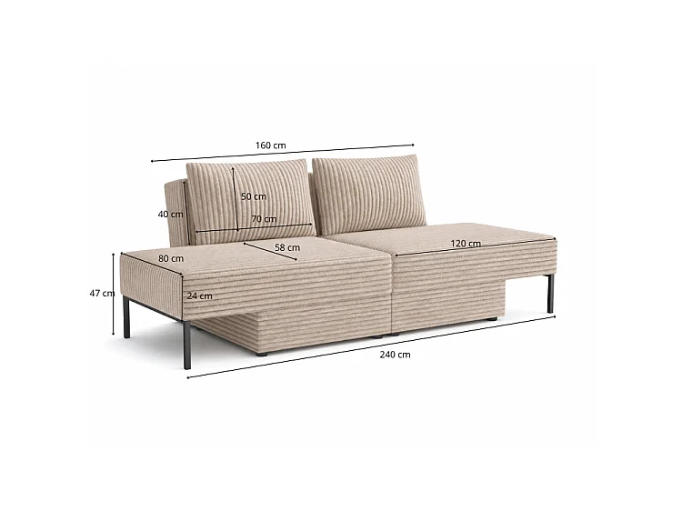 Łóżko sofa narożnik mebel wielofunkcyjny 7w1 TOMI pasy VELO 88 niebieski