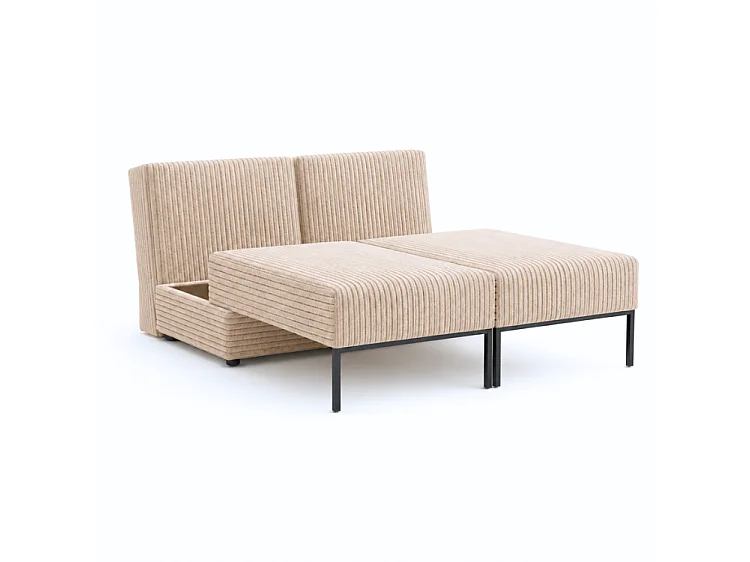 Łóżko sofa narożnik mebel wielofunkcyjny 7w1 TOMI pasy VELO 30 latte beż