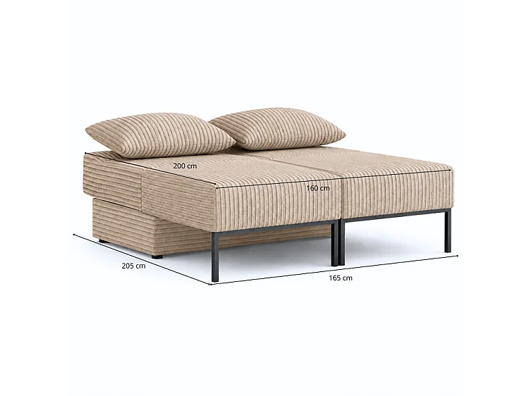 Łóżko sofa narożnik mebel wielofunkcyjny 7w1 TOMI pasy VELO 30 latte beż