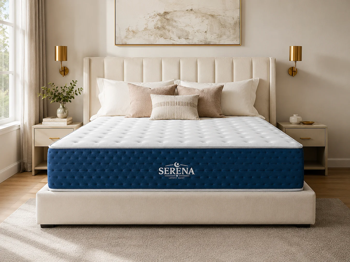 SIMPUR Matelas SERENA Ressorts Ensachés 135x190 cm, 30 cm, Confort Mi-Ferme, Indépendance de Couchage, Respirant, Accueil Premium