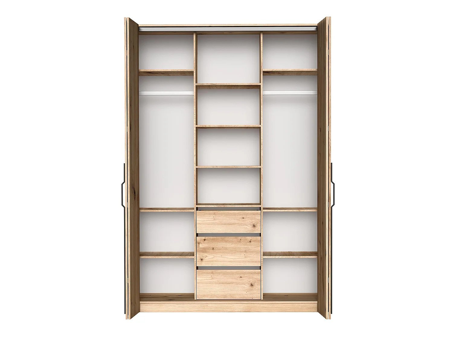 AX LIVING Omodeo kledingkast 170 cm breed – Artisan eiken met WingLine-vouwdeuren