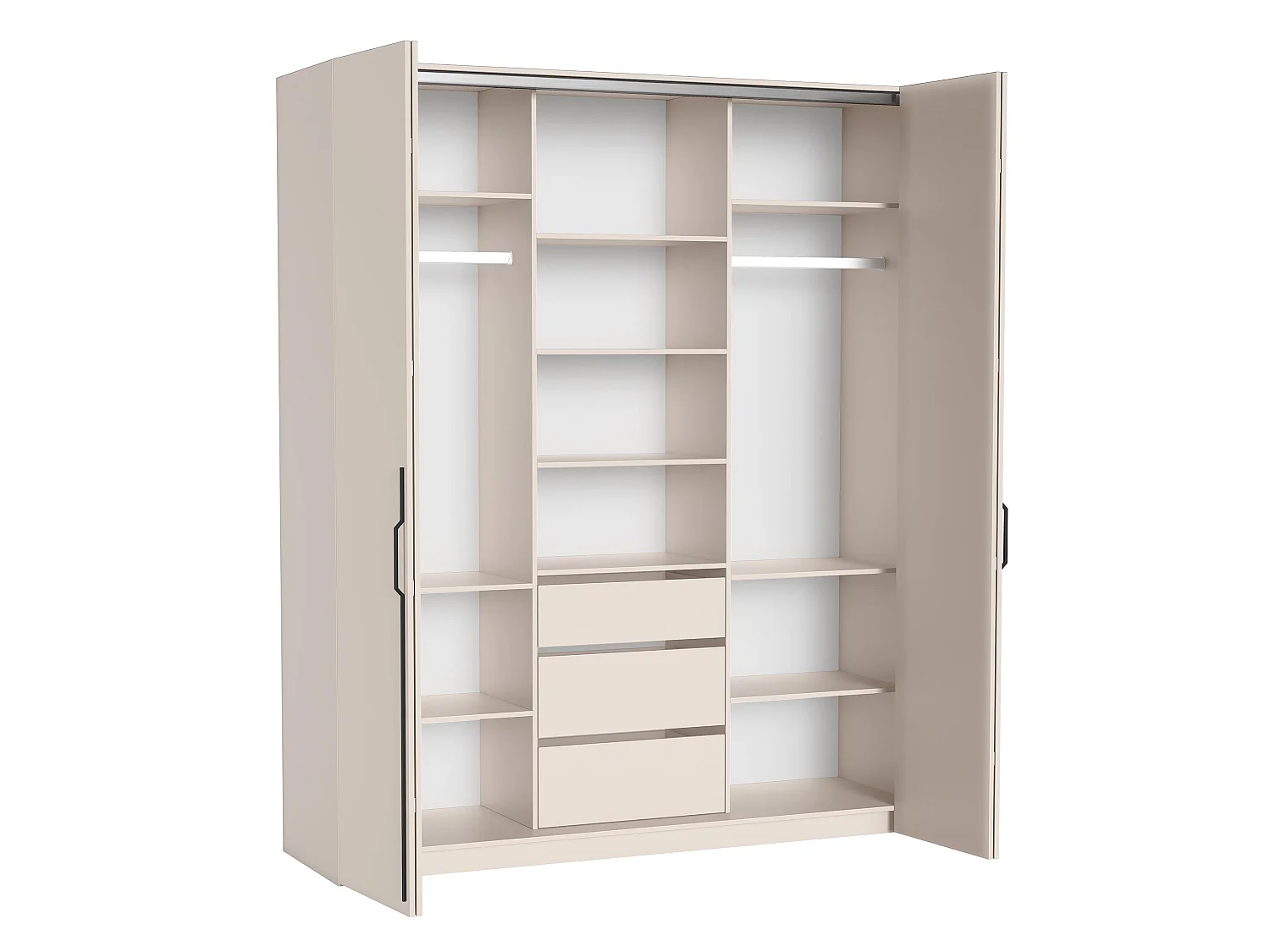 AX LIVING Omodeo kledingkast 200 cm breed – kasjmier met afgeronde handgrepen