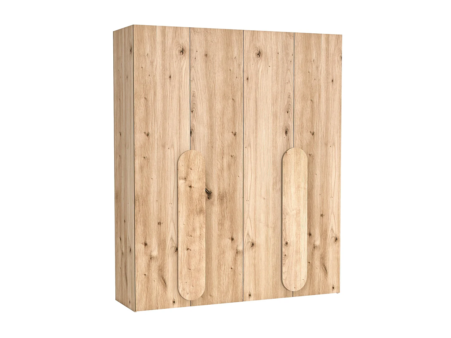 AX LIVING Omodeo kledingkast 200 cm breed – Artisan eikendecor met ronde handgrepen