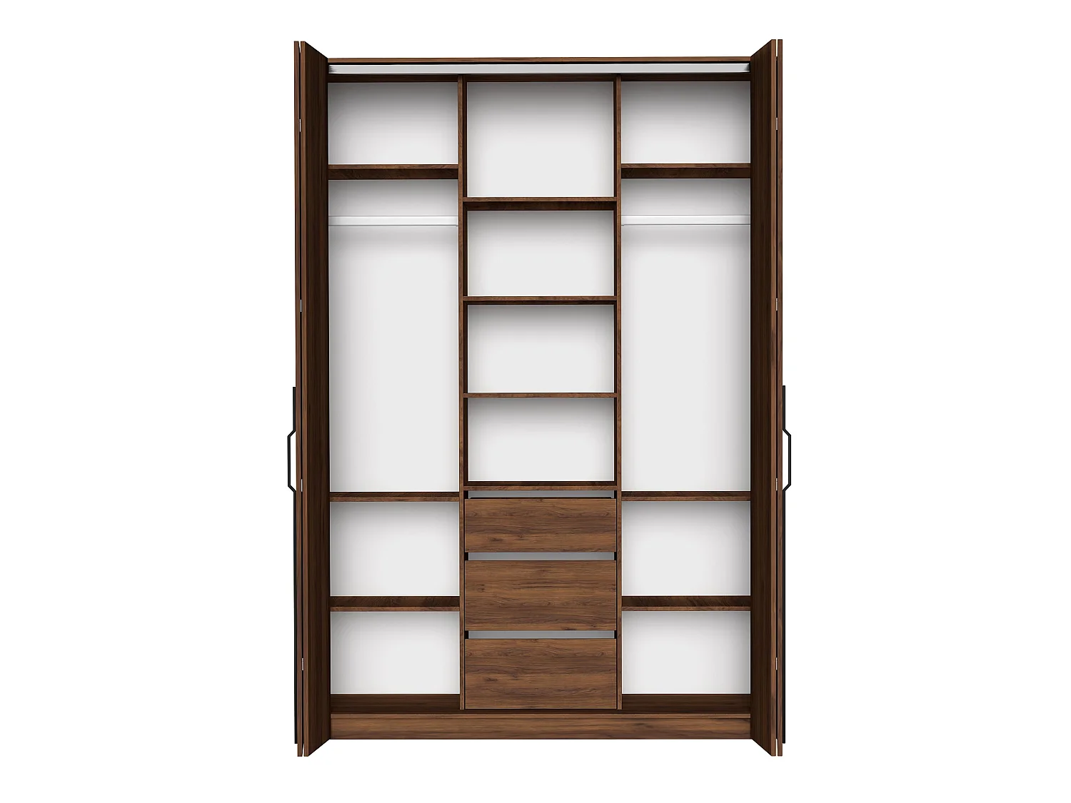 AX LIVING Omodeo kledingkast 170 cm breed – Warmia walnoot met WingLine-systeem