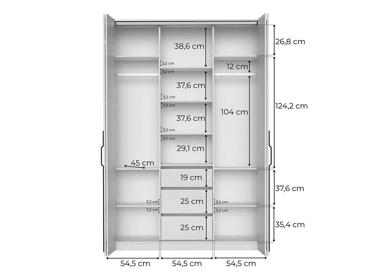 AX LIVING Omodeo kledingkast 170 cm breed – Warmia walnoot met WingLine-systeem