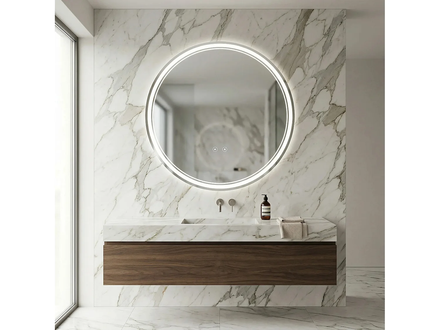 Rea Soft LED-spejl gennemsigtig, 2,5X90X90CM