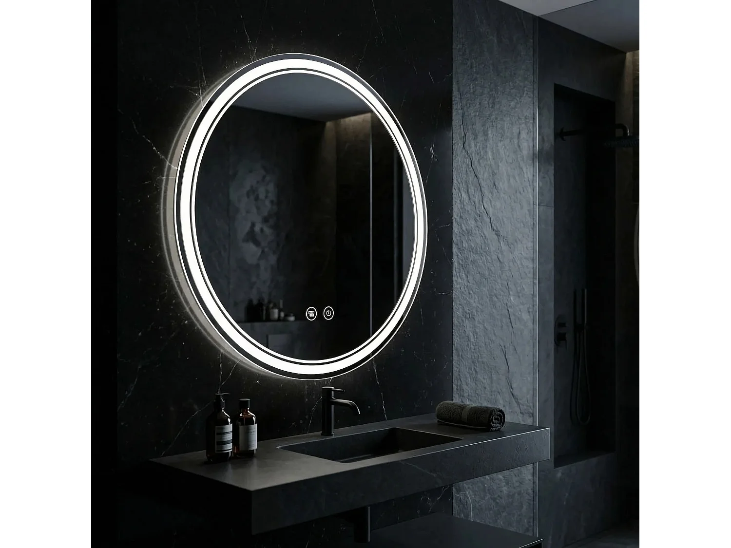 Rea Soft LED-spejl gennemsigtig, 2,5X90X90CM