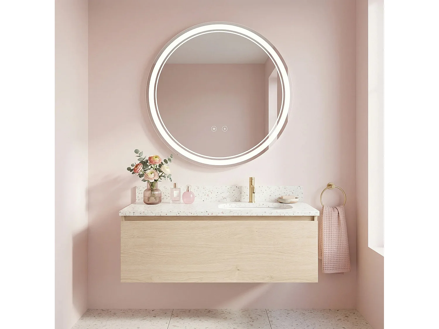 Rea Soft LED-spejl gennemsigtig, 2,5X90X90CM