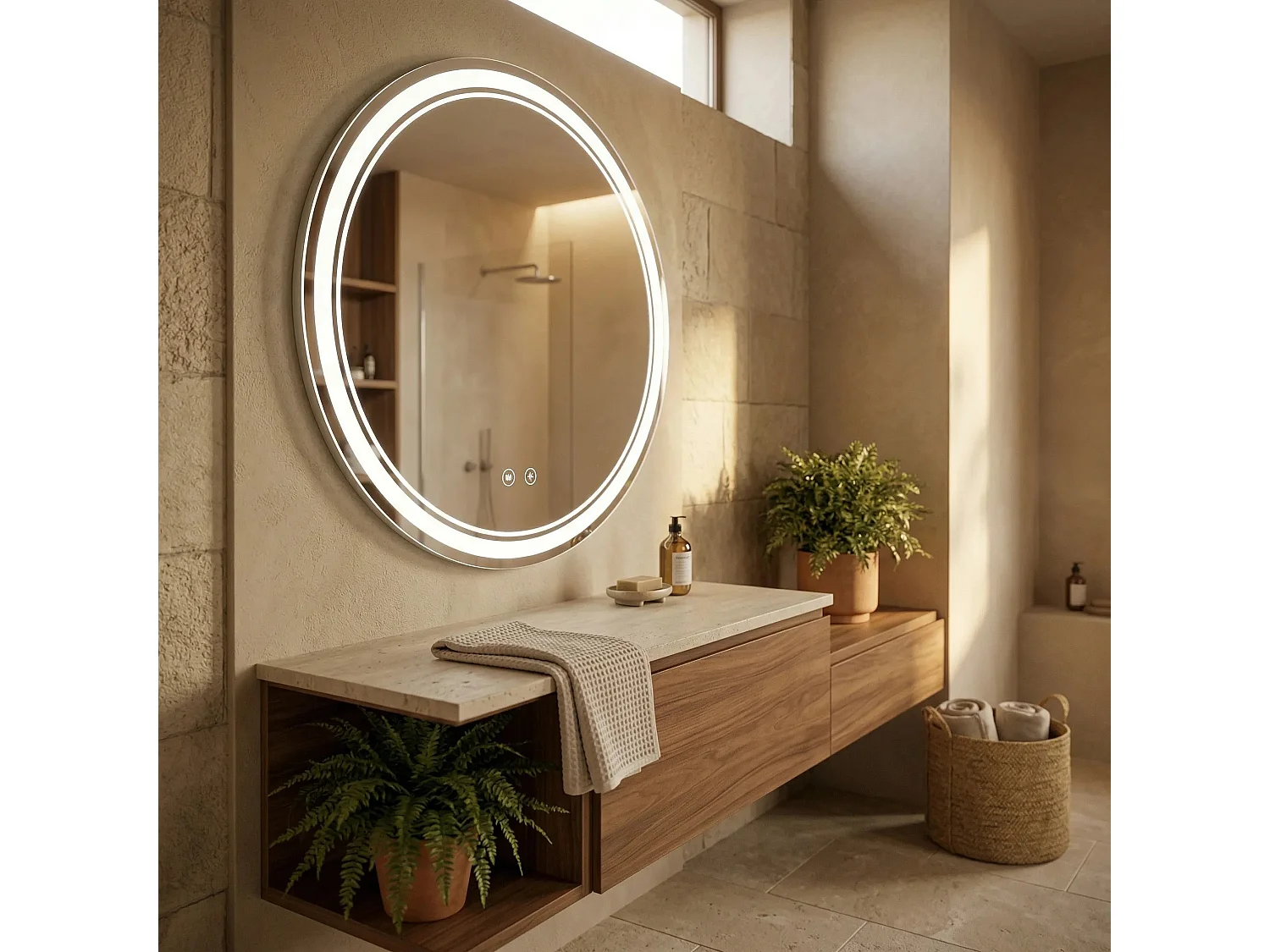 Rea Soft LED-spejl gennemsigtig, 2,5X90X90CM