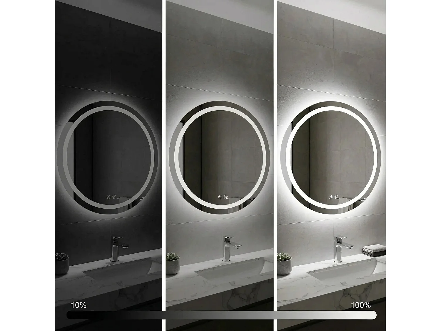 Rea Soft LED-spejl gennemsigtig, 2,5X90X90CM