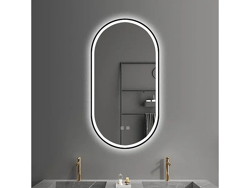 Spiegel Rea Led Ovl 50X100Cm Black