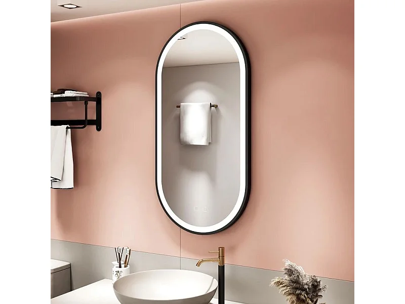 Spiegel Rea Led Ovl 50X100Cm Black
