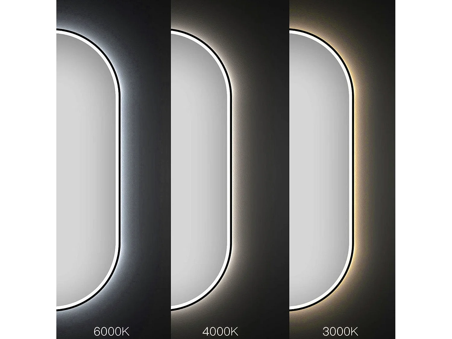 Spiegel Rea Led Ovl 50X100Cm Black
