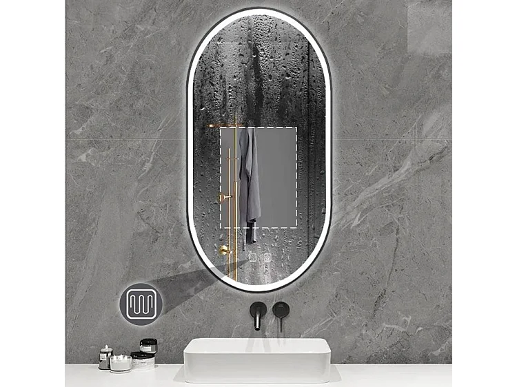 Spiegel Rea Led Ovl 50X100Cm Black