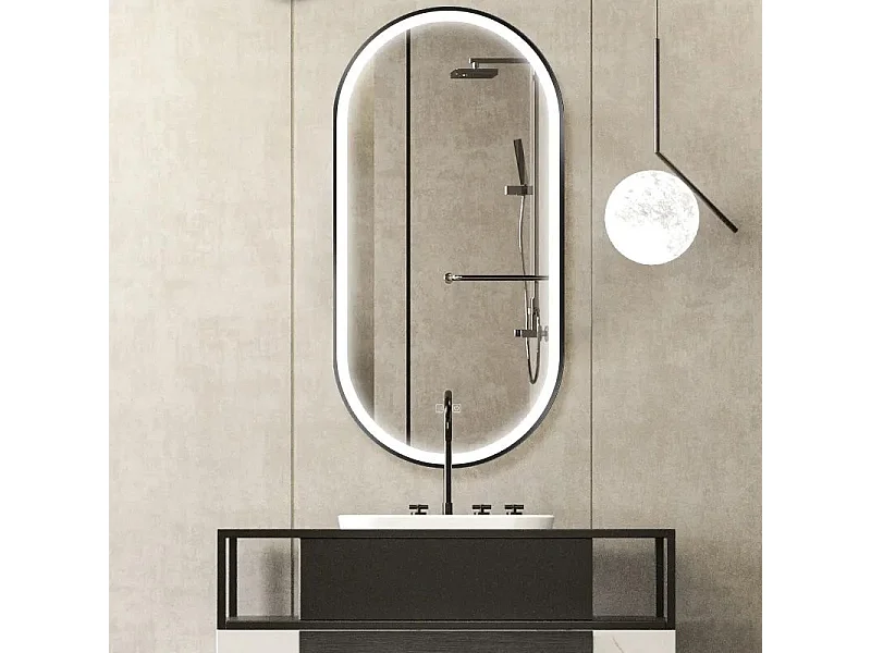 Spiegel Rea Led Ovl 50X100Cm Black
