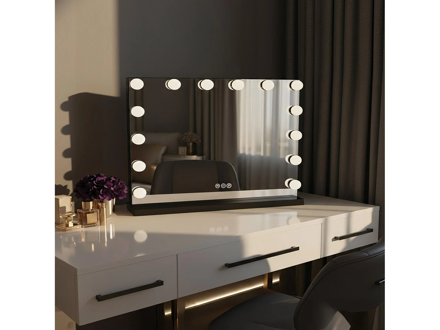Spiegel Rea Hollywood 58X45 Led Black