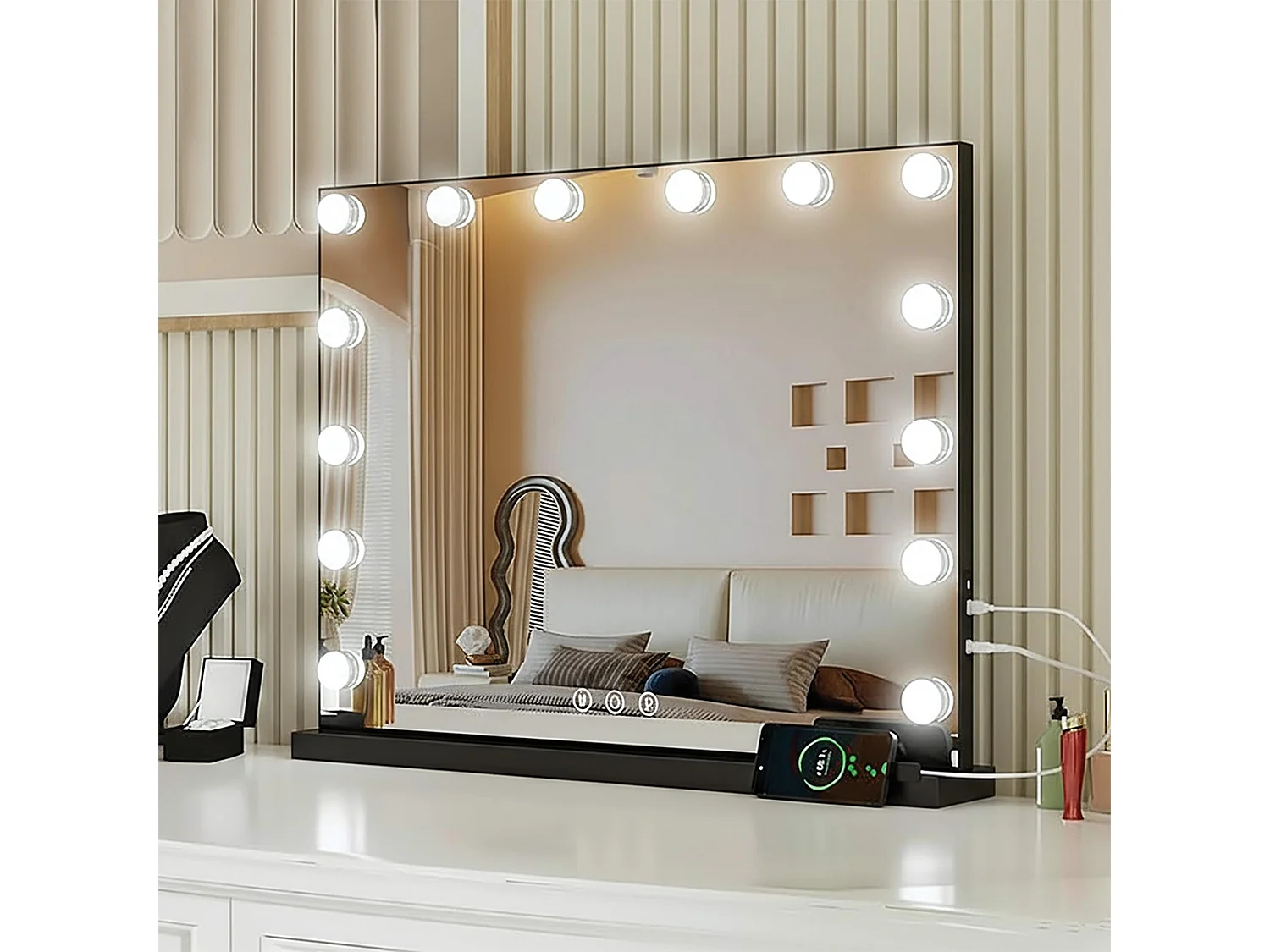 Spiegel Rea Hollywood 58X45 Led Black