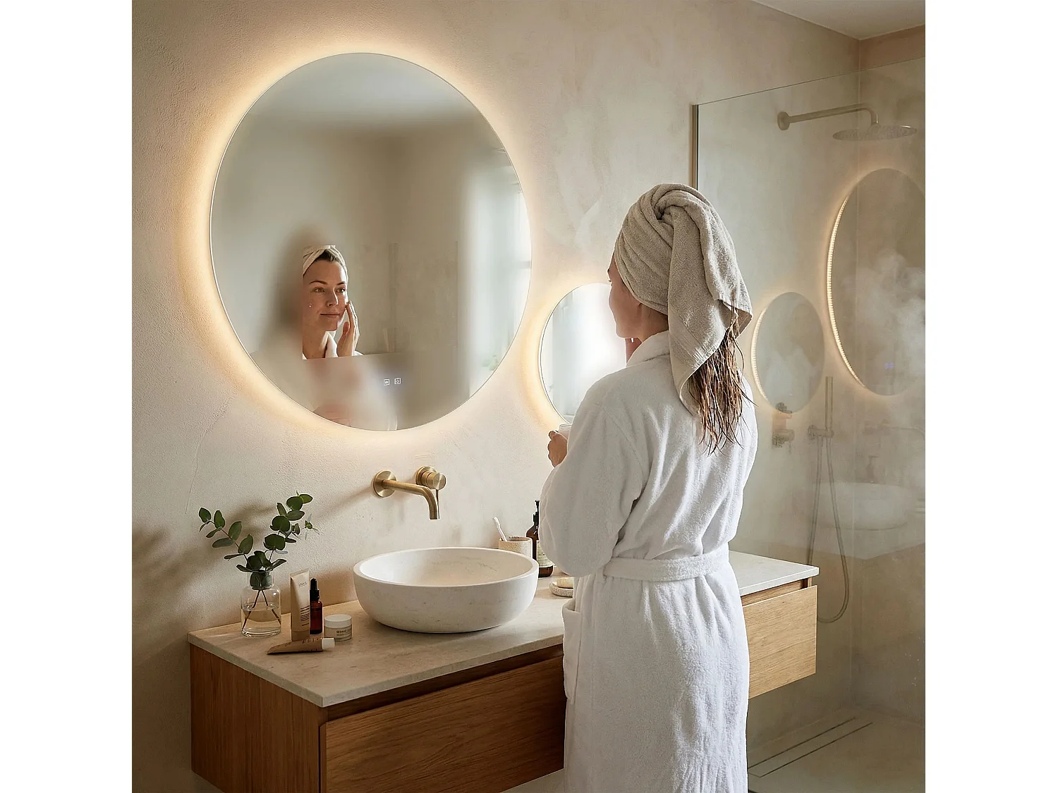 Rea R-8040 LED-spejl gennemsigtig, 2X80X80CM