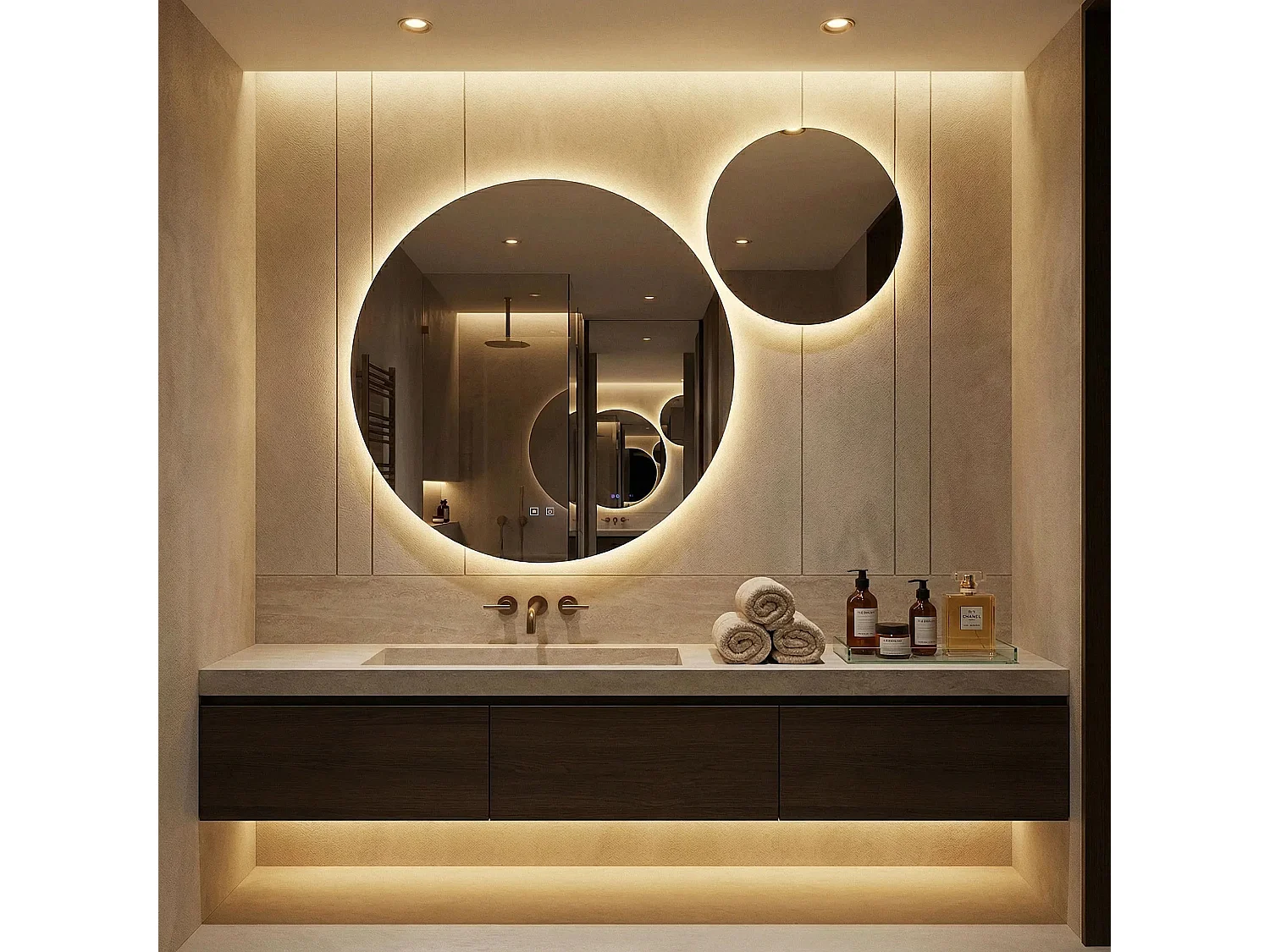 Rea R-8040 LED-spejl gennemsigtig, 2X80X80CM