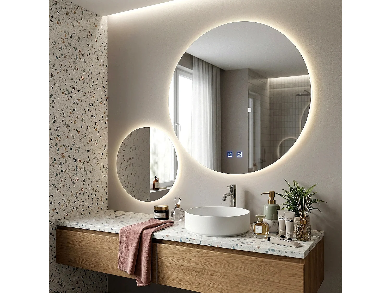 Rea R-8040 LED-spejl gennemsigtig, 2X80X80CM