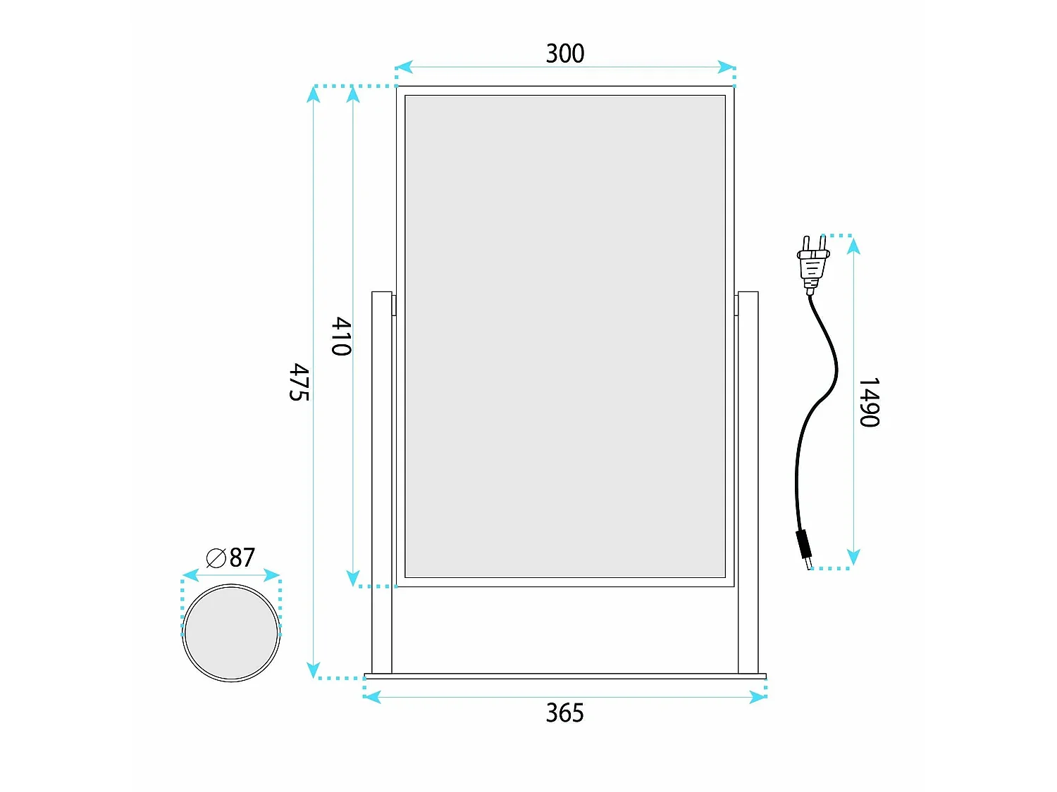 Spiegel Rea Lumi 30X40 Led Black