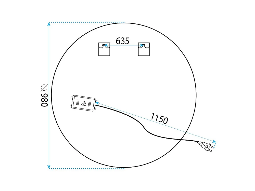 Rea Bas LED-spejl gennemsigtig, 2X98X98CM