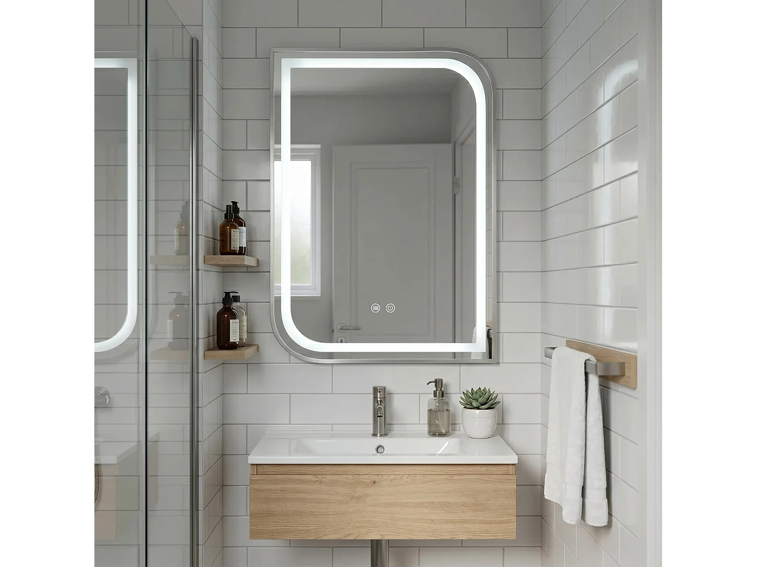 Spiegel Rea Zone 80X60 Led Brush Nickel