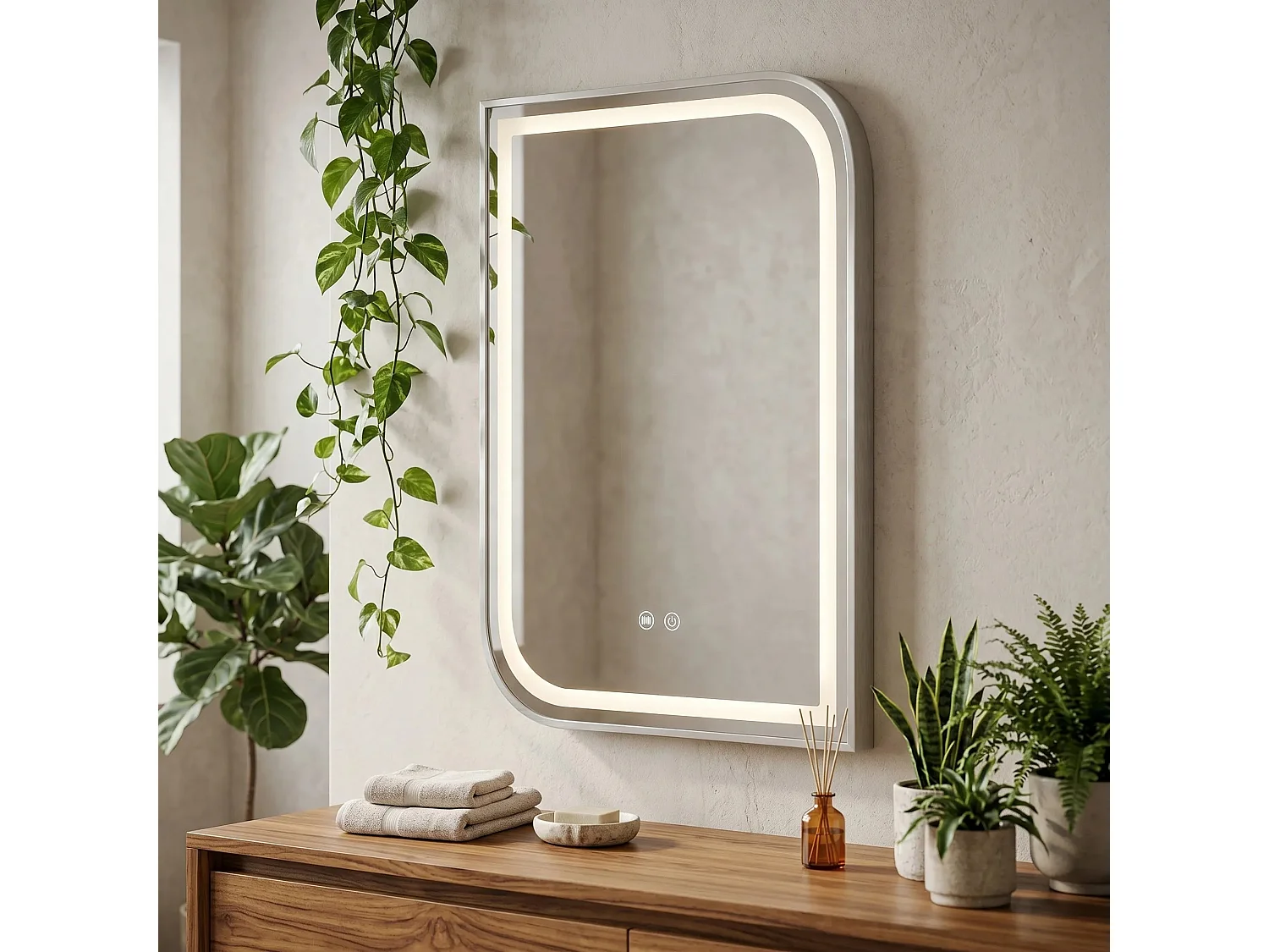 Spiegel Rea Zone 80X60 Led Brush Nickel