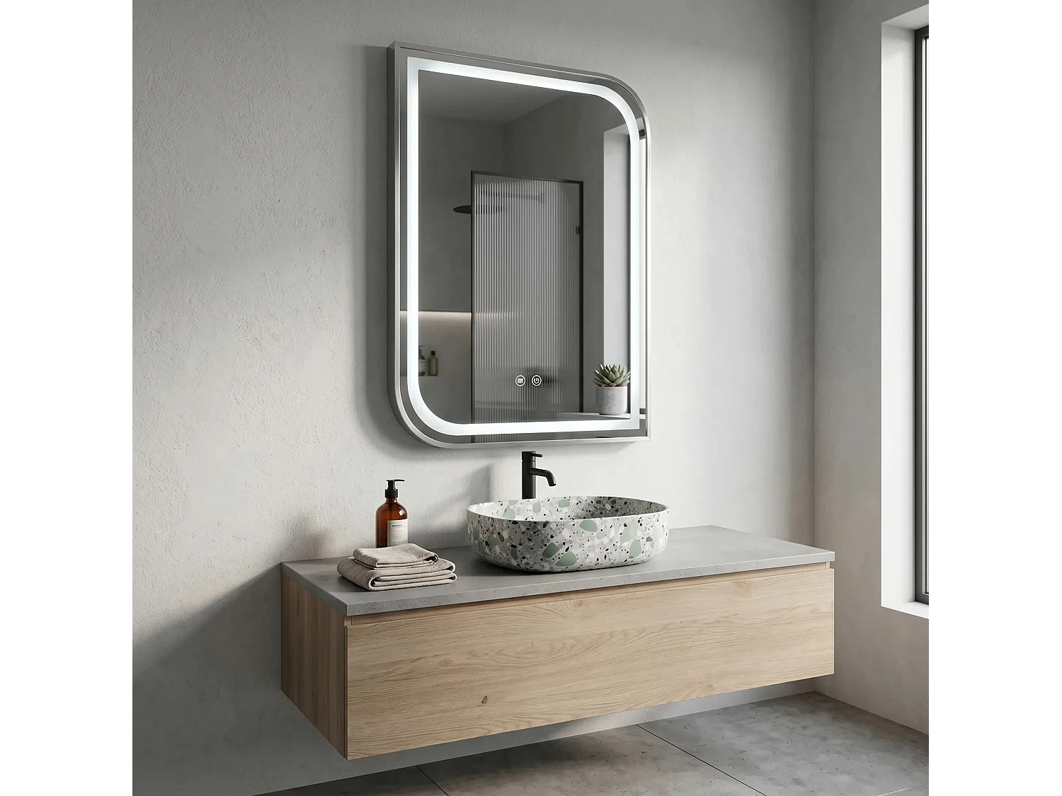 Spiegel Rea Zone 80X60 Led Brush Nickel