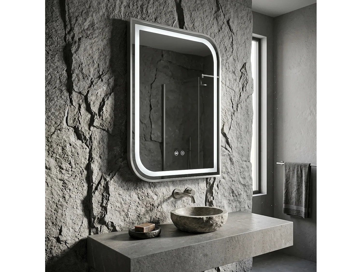 Spiegel Rea Zone 80X60 Led Brush Nickel