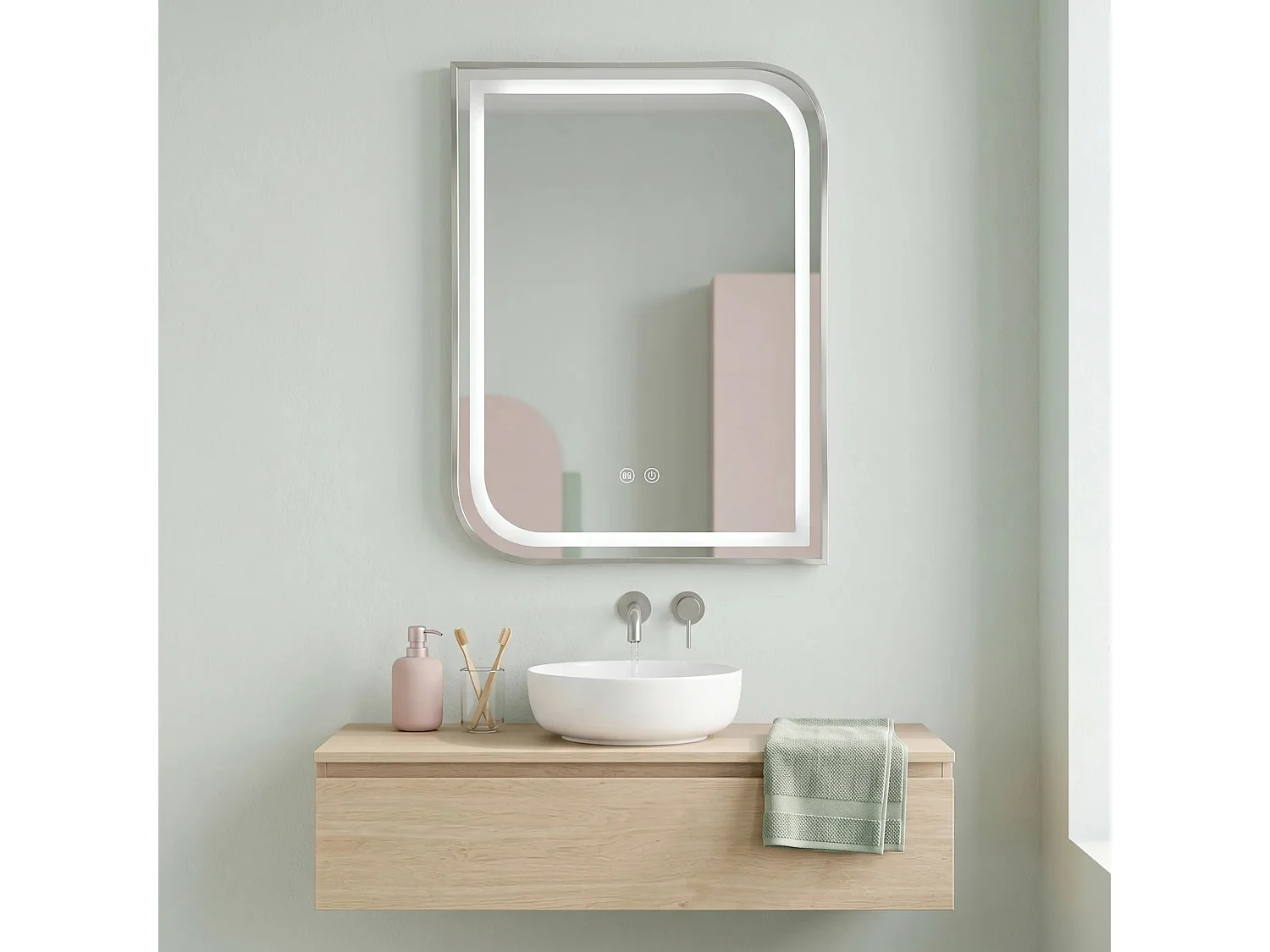 Spiegel Rea Zone 80X60 Led Brush Nickel