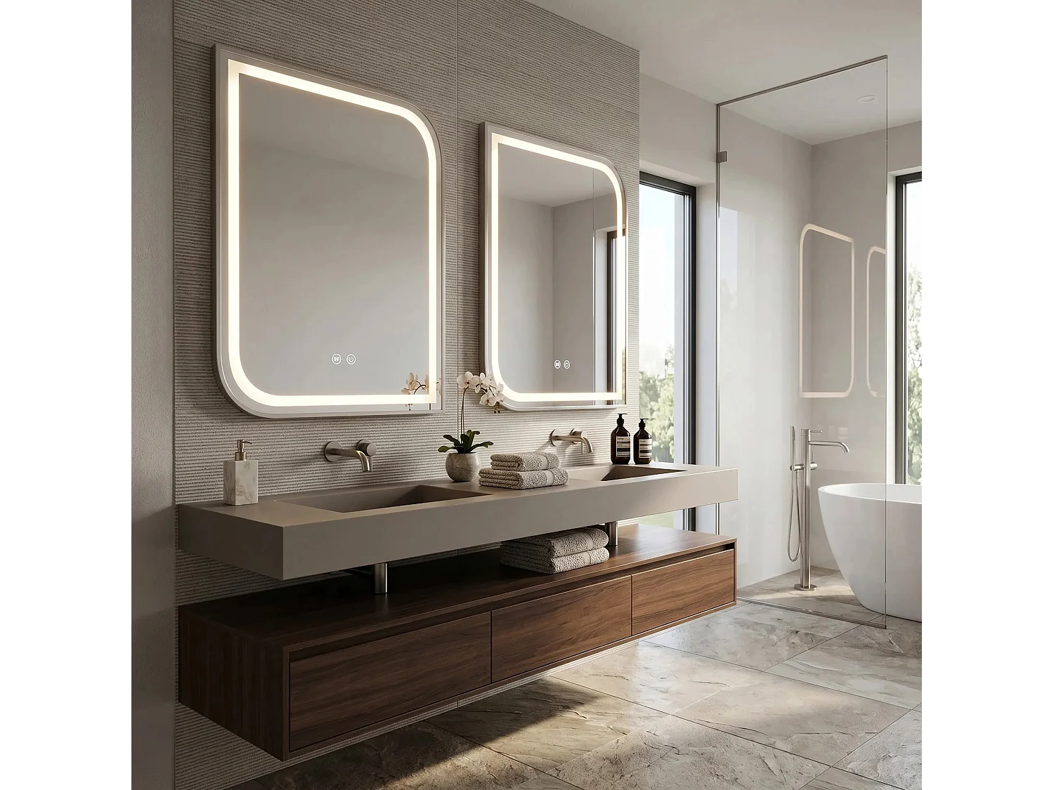 Spiegel Rea Zone 80X60 Led Brush Nickel