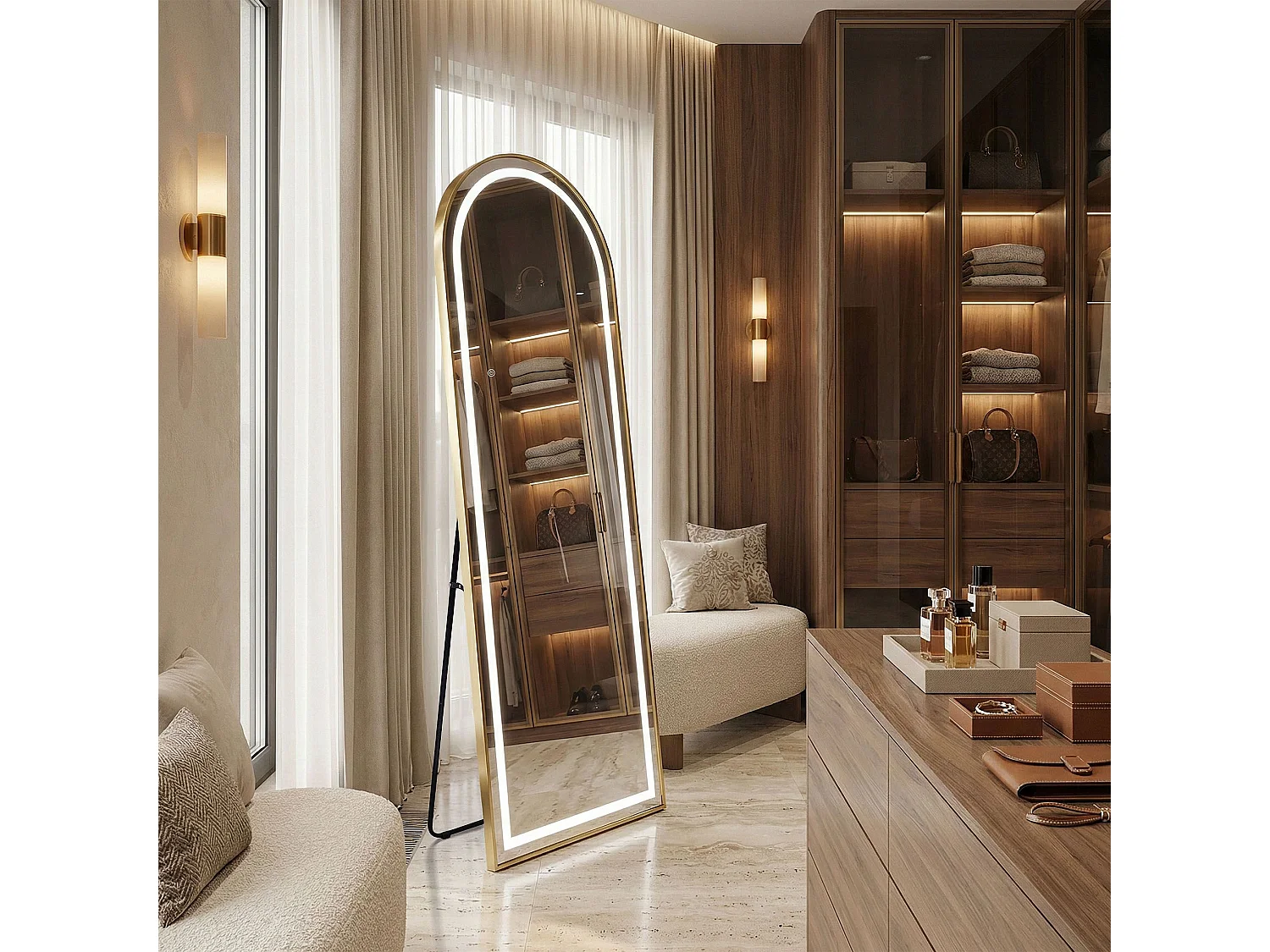 Spiegel Rea Orbit Led 60X70 Brush Gold