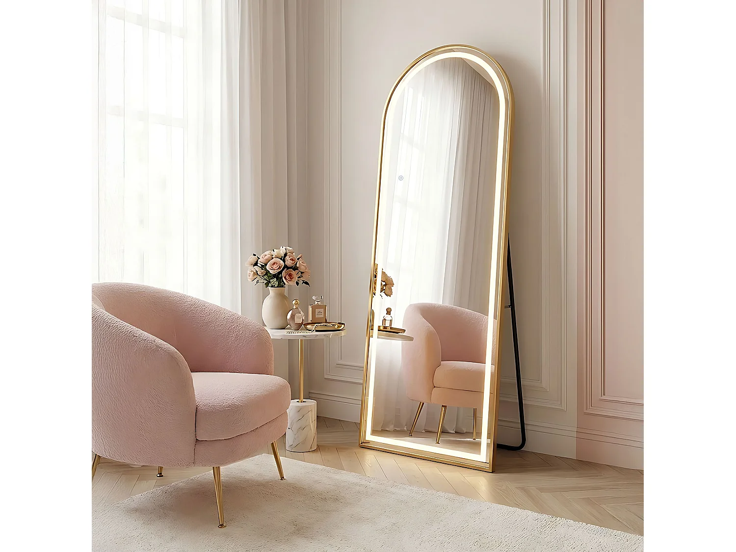 Spiegel Rea Orbit Led 60X70 Brush Gold