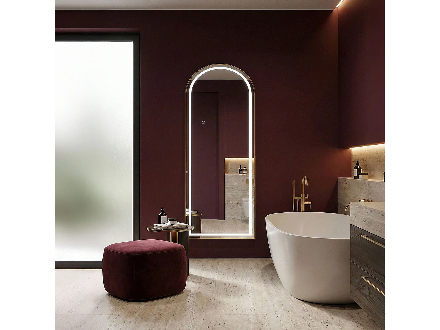 Spiegel Rea Orbit Led 60X70 Brush Gold