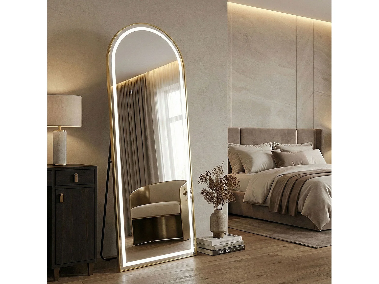 Spiegel Rea Orbit Led 60X70 Brush Gold
