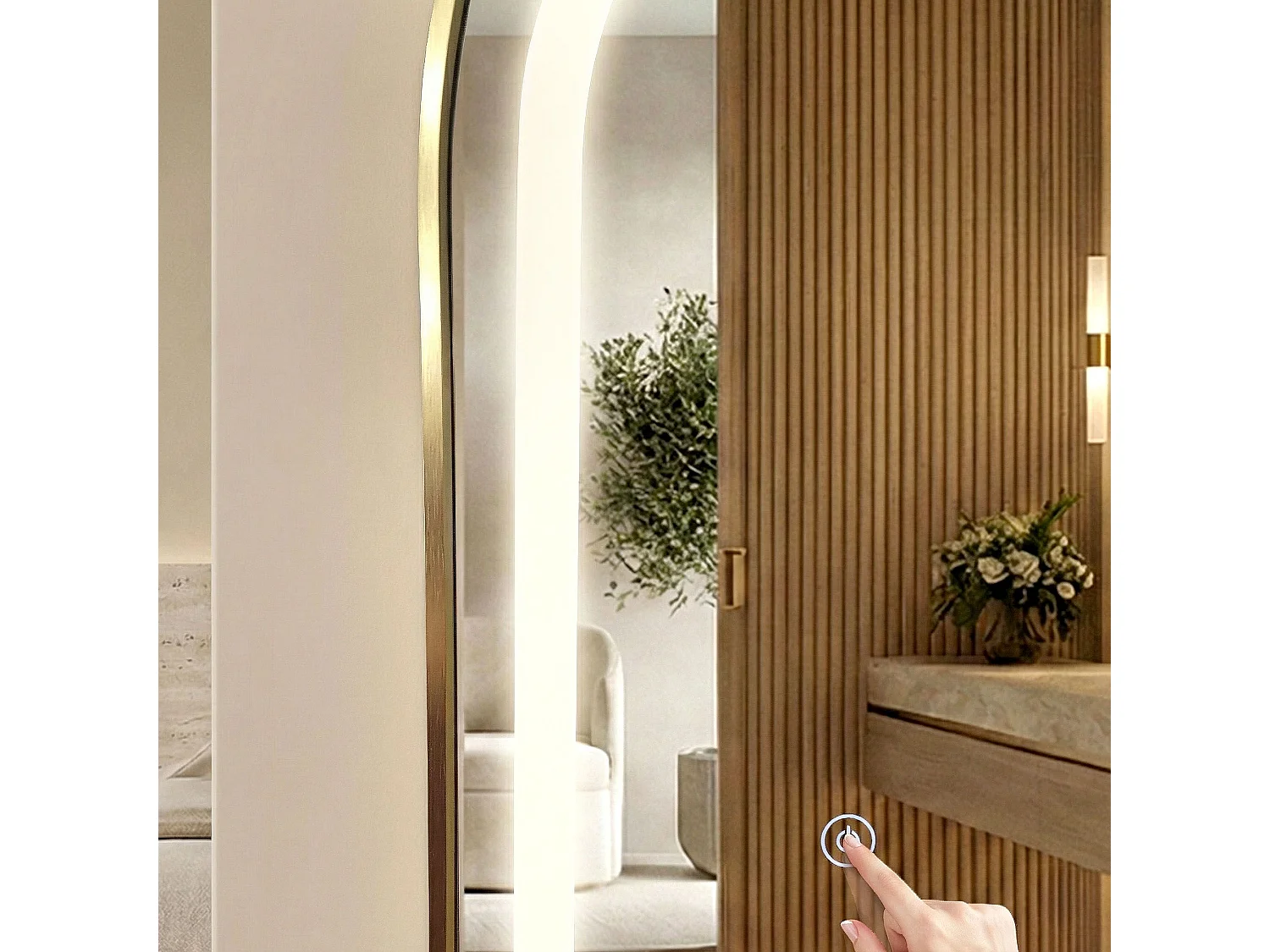 Spiegel Rea Orbit Led 60X70 Brush Gold