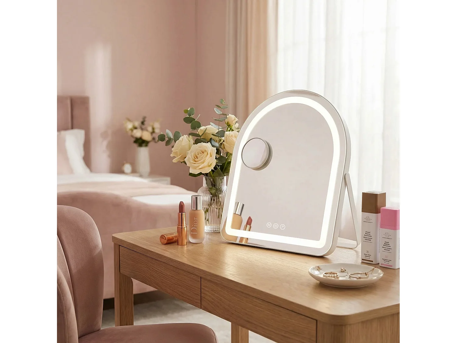 Rea Glam LED-spejl hvid, 3X40X45CM