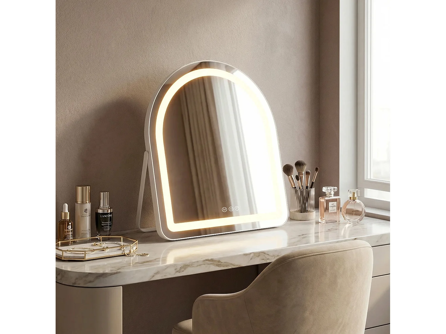 Rea Glam LED-spejl hvid, 3X40X45CM