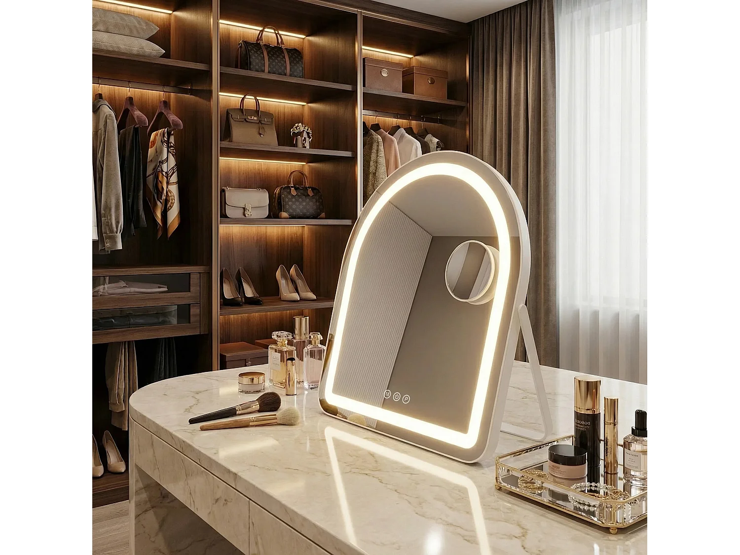 Rea Glam LED-spejl hvid, 3X40X45CM