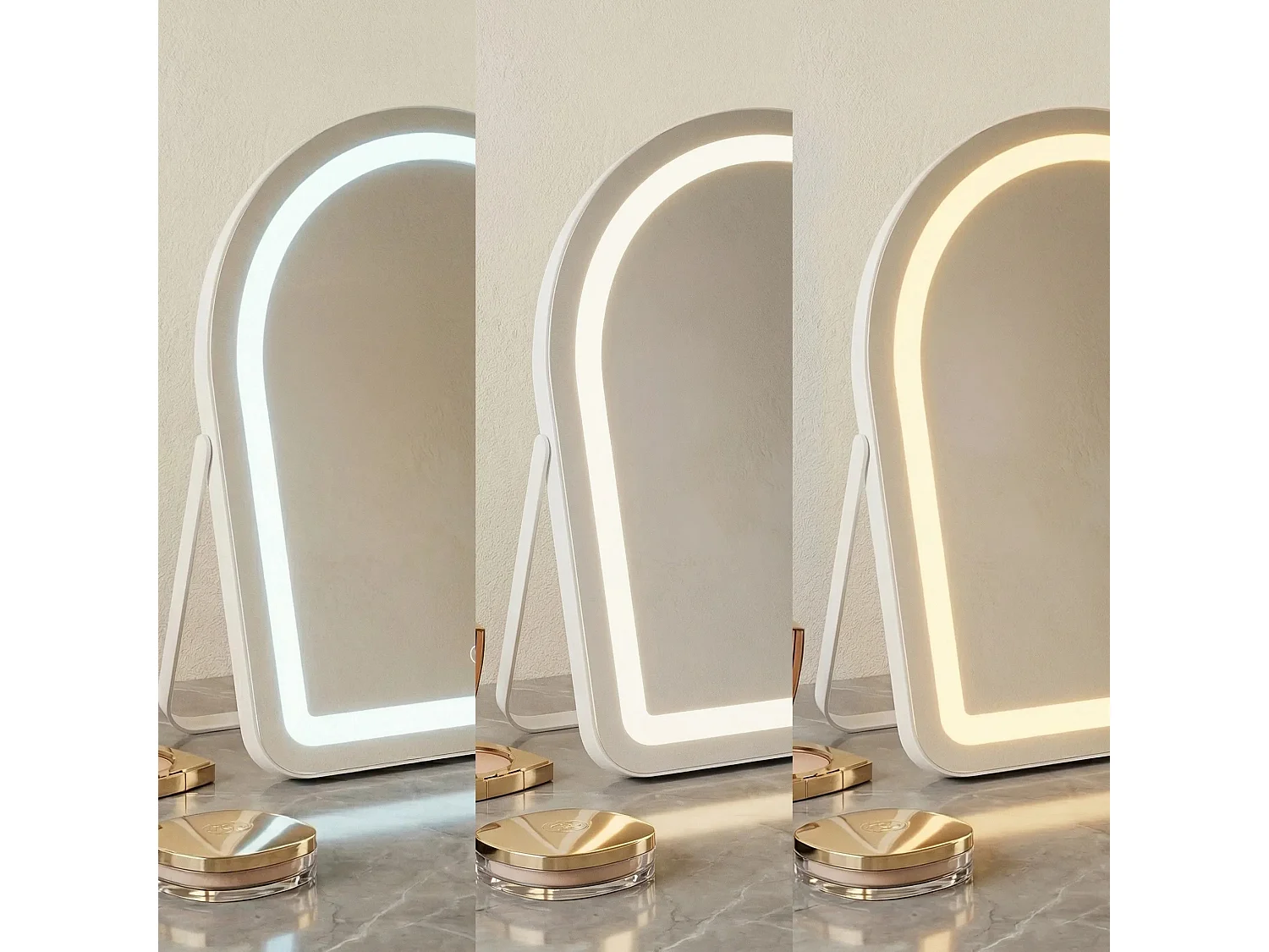 Rea Glam LED-spejl hvid, 3X40X45CM