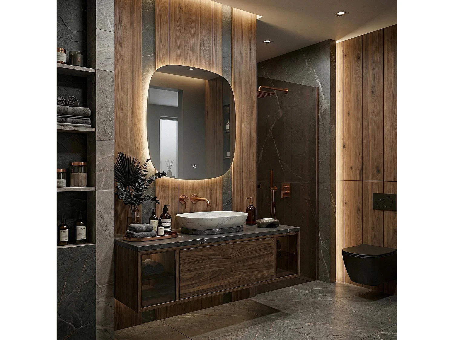 Rea Top 70X70 LED-spejl gennemsigtig, 70X70X2CM