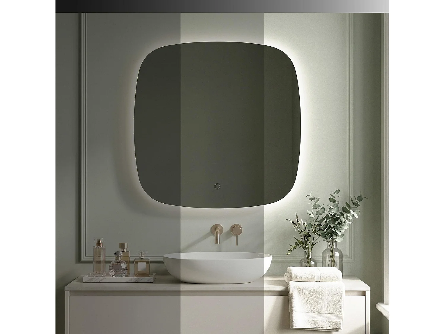 Rea Top 70X70 LED-spejl gennemsigtig, 70X70X2CM