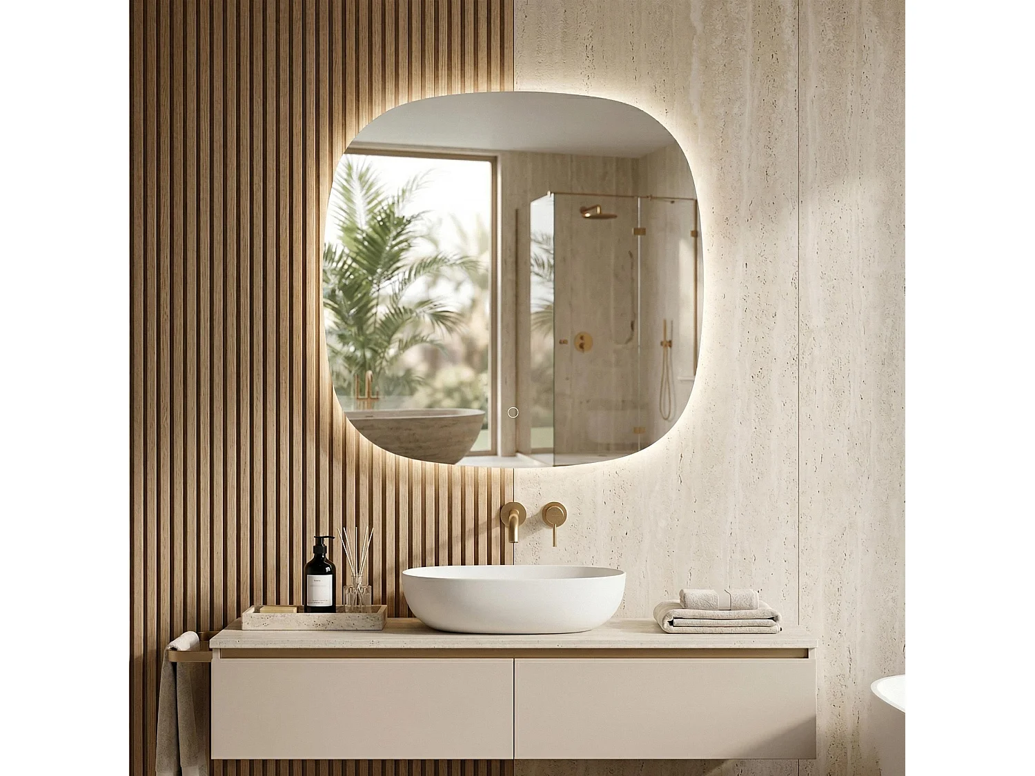 Rea Top 70X70 LED-spejl gennemsigtig, 70X70X2CM